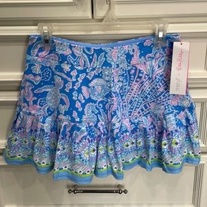 NWT Lilly Pulitzer Luxletic Tennis Taye Skort in Boca Blue Sea What I Sea Small